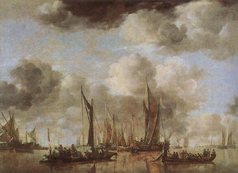 Jan van de Cappelle A Shipping Scene with Dutch Yacht Sweden oil painting art